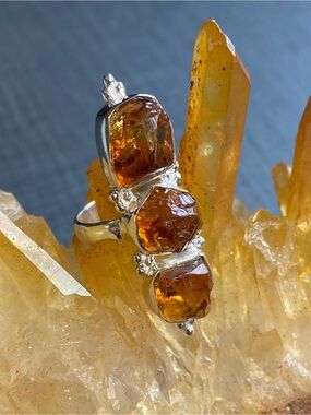 NWOT Premium Raw Golden Citrine, 925 Sterling Silver Ring